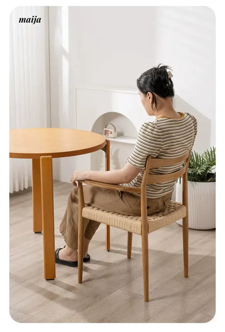 MIKA Solid Wood Rattan Dining Chair from MIKA