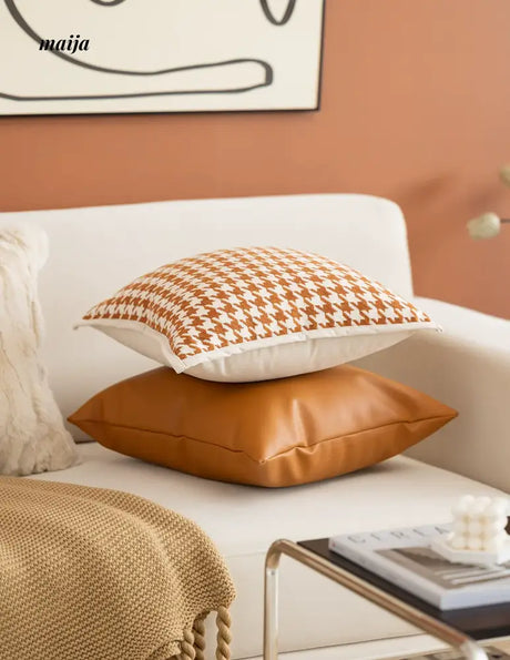 MISTYWOOD Modern Minimalist Leather Orange Pillow from MISTYWOOD