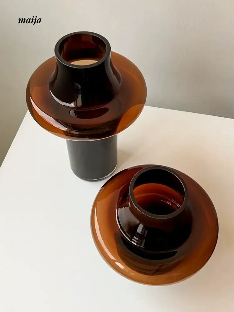 LIVETAI Light Luxury Brown Glass Vase from maija