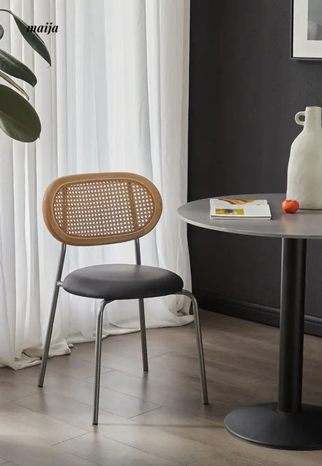 Evie Leather Rattan Dining Chair from Ouqi