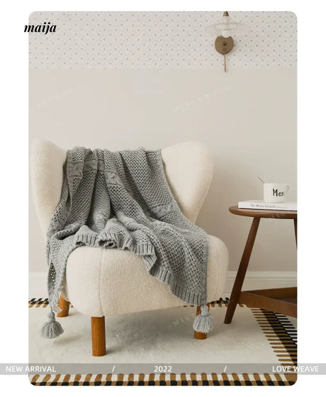 MISTYWOOD Knitted Cushion with Blanket Stripes from MISTYWOOD