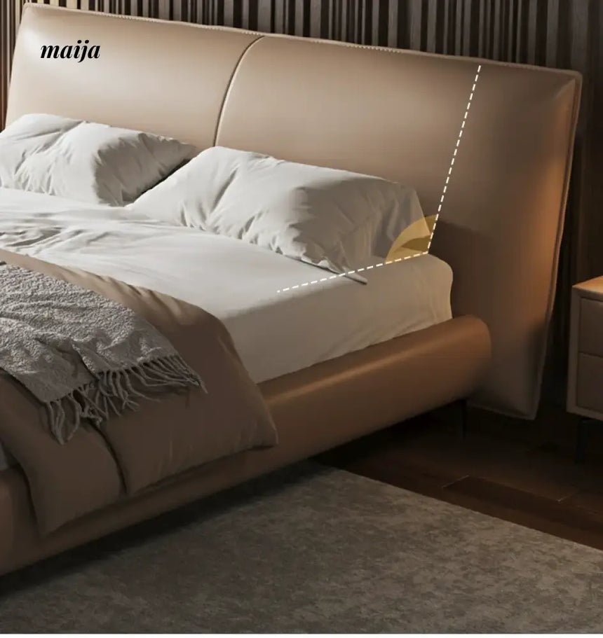 Minimalist Soft Leather Bed from maija