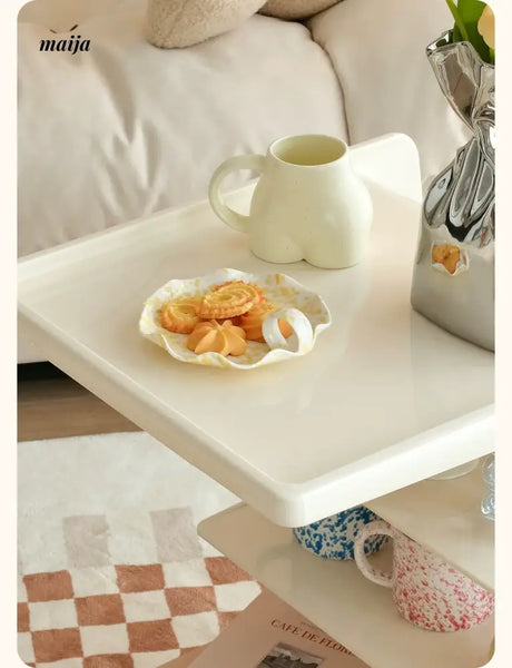 PUMPKIN BOX Acrylic Cream Coffee Table Cart from PUMPKIN BOX