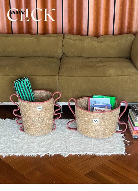CLICK Handwoven Straw Storage Bucket Toy Basket from HOBBYTREE