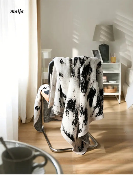 MISTYWOOD Velvet Black and White Blanket from maija