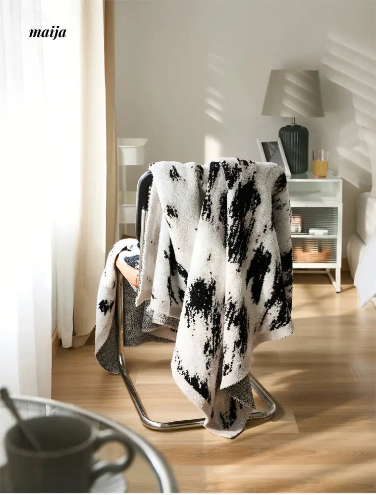 MISTYWOOD Velvet Black and White Blanket from maija