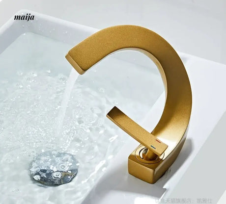 Creative Curve Copper Basin Faucet from Kaiyashi