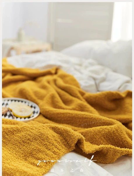 MISTYWOOD Knitted Yellow Plush Sofa Duvet from MISTYWOOD