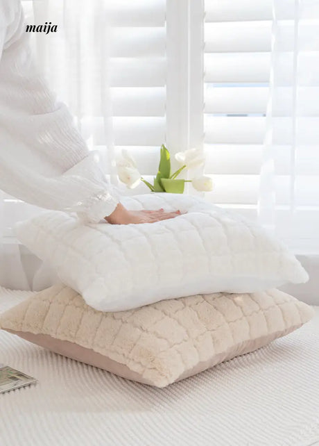 Chessboard Fluffy Square Cushions from Manxiaomian