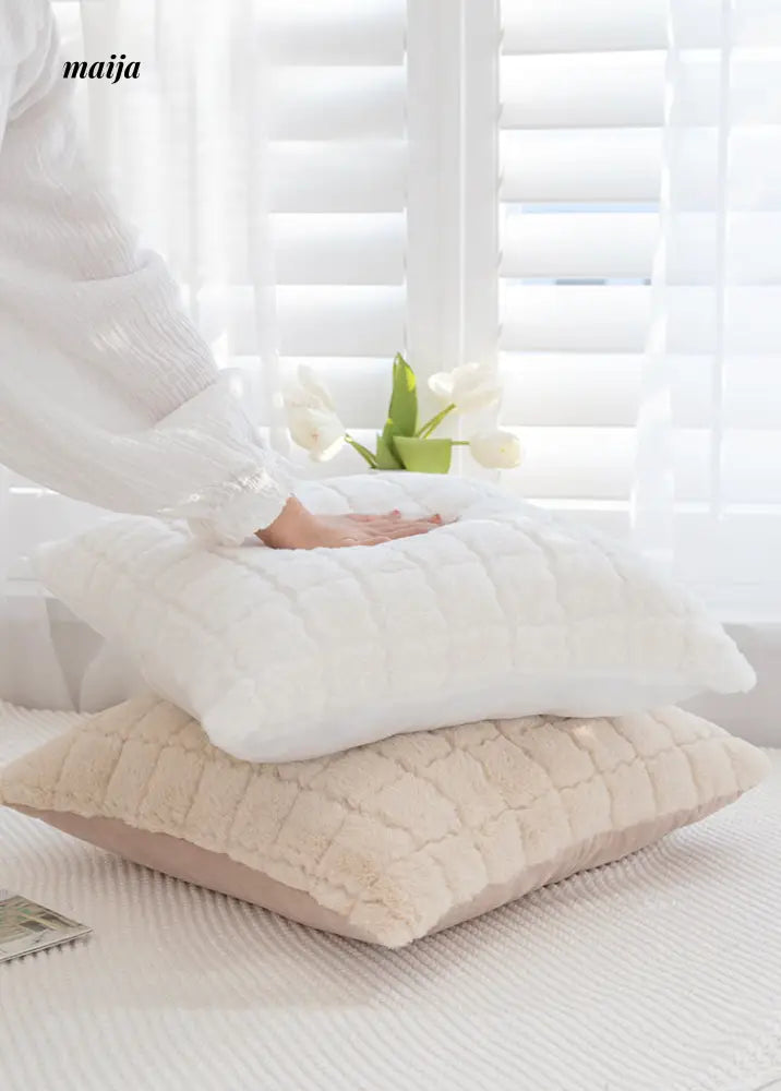 Chessboard Fluffy Square Cushions from Manxiaomian