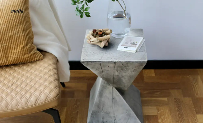 Irregular Hourglass Wood Stump Side Table from maija