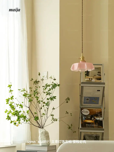 LYNN Cream Brass Retro Ceiling Lamp from Lynn's Lamp