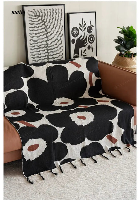 MISTYWOOD Black Sofa Knitted Floral Duvet from MISTYWOOD