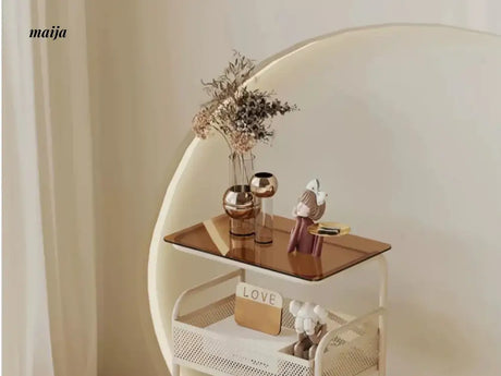 Gladys Movable Bedside Table and Storage Cart from Yeter