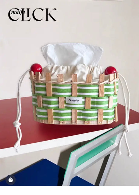 CLICK Colorful Woven Tissue Storage Basket with Drawstring from CLICK