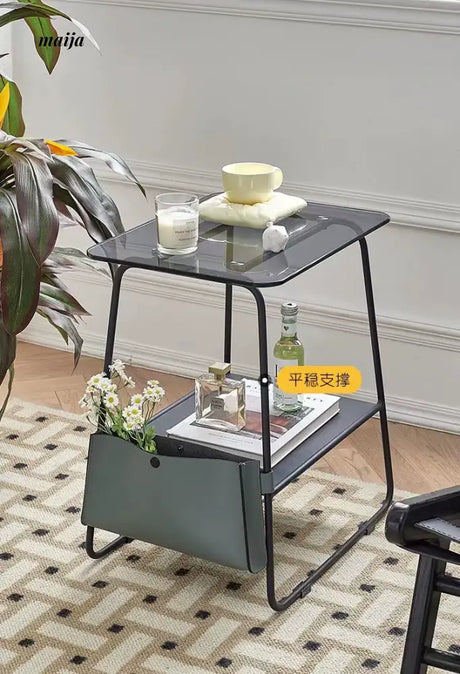 MIKA Mini Glass Metal Bedside Table from MIKA