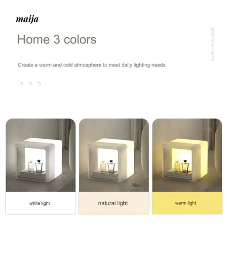 YUNLU Square Storage Lamp Side Table from YUNLU