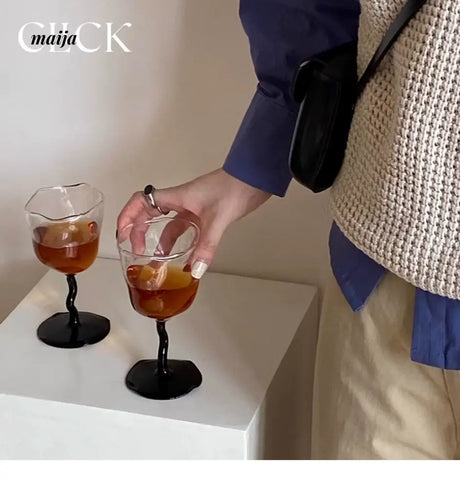 CLICK Irregular Retro Cocktail Glass Twisted Handle from CLICK