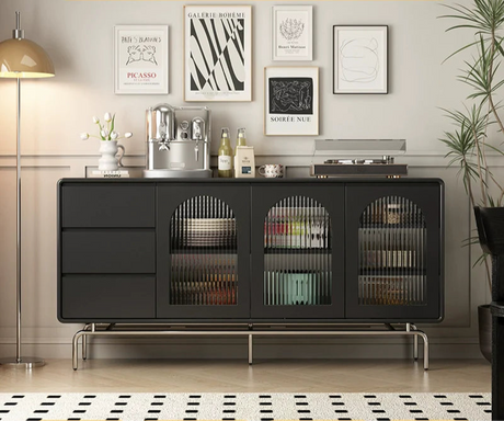 LINYUE Calla French Retro Stainless Steel Dining Sideboard from LINYUE