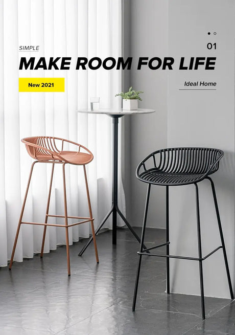 ABOUT WHITE Aurelia Sleek Iron Art Bar Chair from ABOUT WHITE