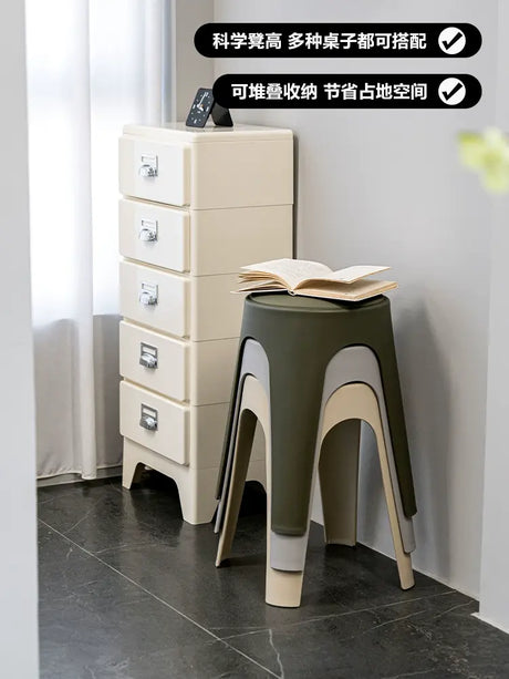 ABOUT WHITE Esmira Nordic Thickened Plastic Small Stool from ABOUT WHITE