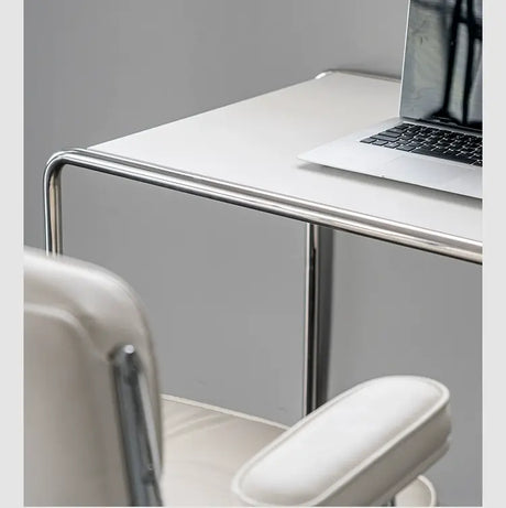 ABOUT WHITE Isadora Minimalist Steel Modern Office Desk from ABOUT WHITE