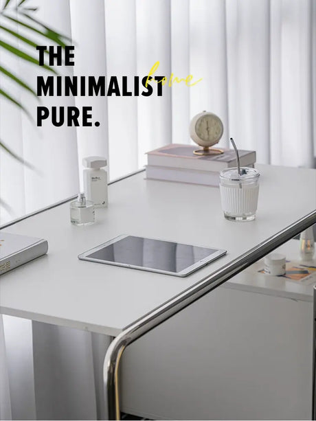 ABOUT WHITE Isadora Minimalist Steel Modern Office Desk from ABOUT WHITE