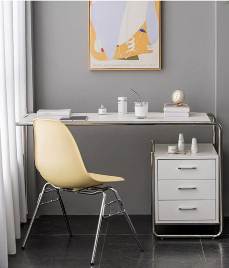 ABOUT WHITE Isadora Minimalist Steel Modern Office Desk from ABOUT WHITE