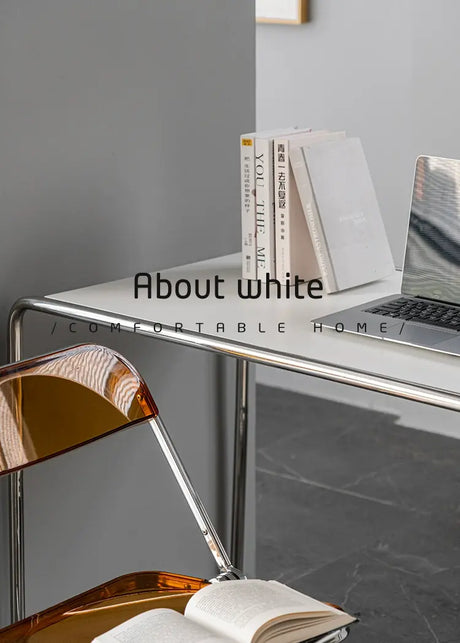 ABOUT WHITE Isadora Minimalist Steel Modern Office Desk from ABOUT WHITE