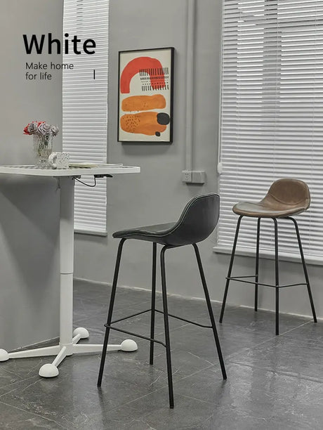 ABOUT WHITE Isidora Sleek Leather High-Back Bar Stool from ABOUT WHITE