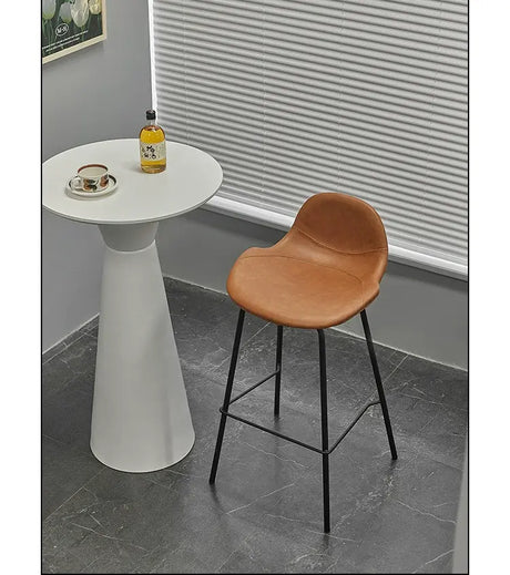 ABOUT WHITE Isidora Sleek Leather High-Back Bar Stool from ABOUT WHITE