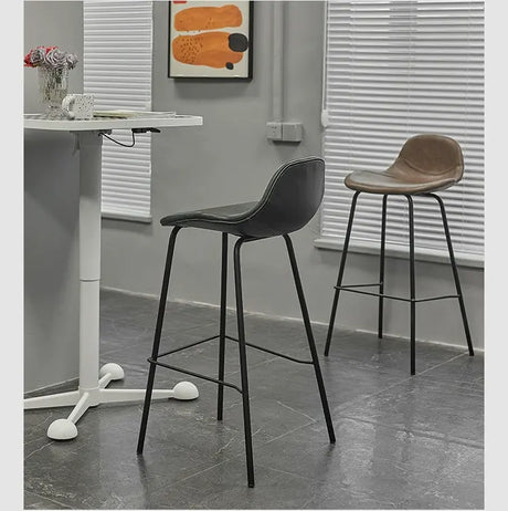 ABOUT WHITE Isidora Sleek Leather High-Back Bar Stool from ABOUT WHITE