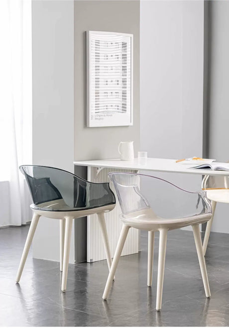 ABOUT WHITE Isolde Sleek Transparent Modern Makeup Chair from ABOUT WHITE