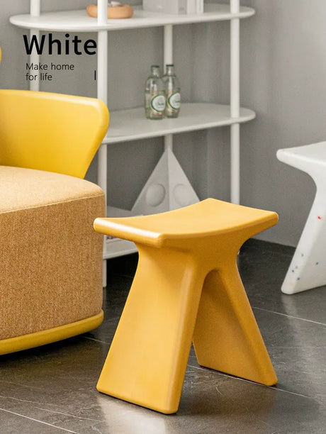 ABOUT WHITE Lysander Nordic Plastic Stool Modern Simple Design Home Bench from ABOUT WHITE