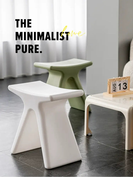 ABOUT WHITE Lysander Nordic Plastic Stool Modern Simple Design Home Bench from ABOUT WHITE