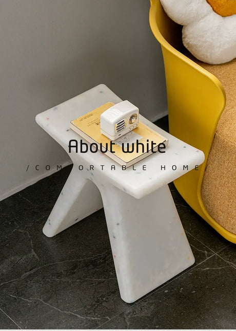 ABOUT WHITE Lysander Nordic Plastic Stool Modern Simple Design Home Bench from ABOUT WHITE