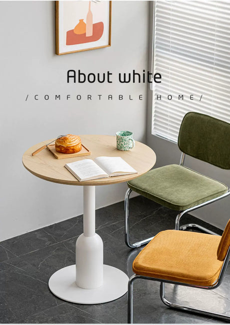 ABOUT WHITE Orenji Elegant Solid Wood Round Dining Table from ABOUT WHITE