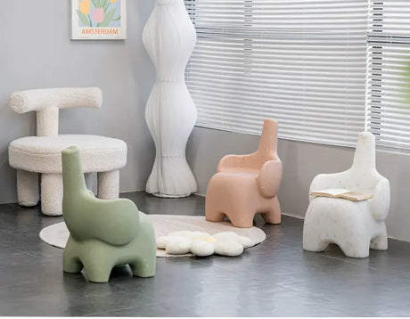 ABOUT WHITE Sakura Playful Elephant Backrest Stool from ABOUT WHITE