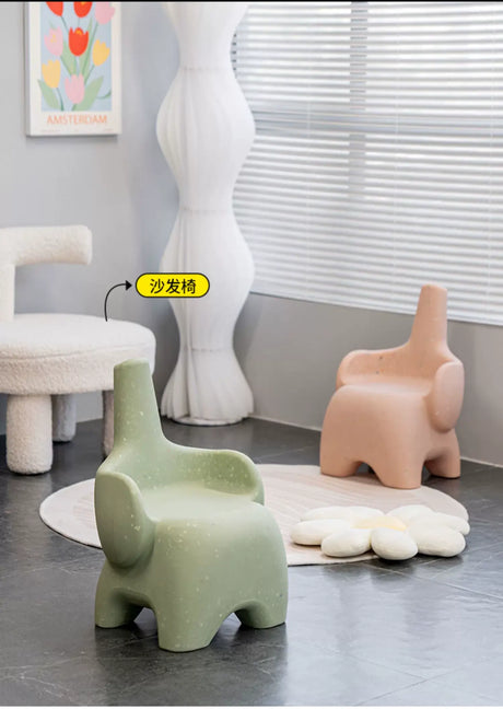ABOUT WHITE Sakura Playful Elephant Backrest Stool from ABOUT WHITE