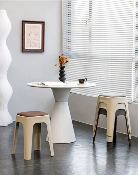 ABOUT WHITE Santiago Minimalist Plastic Low Stool from ABOUT WHITE