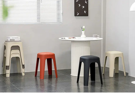 ABOUT WHITE Santiago Minimalist Plastic Low Stool from ABOUT WHITE