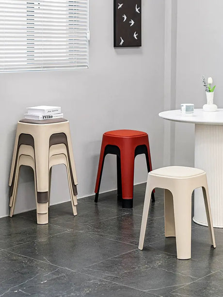 ABOUT WHITE Santiago Minimalist Plastic Low Stool from ABOUT WHITE