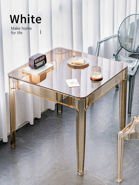 ABOUT WHITE Santiago Scandinavian Minimalist Glass Dining Table from ABOUT WHITE
