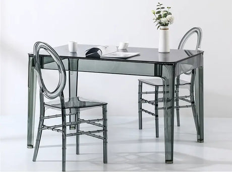 ABOUT WHITE Santiago Scandinavian Minimalist Glass Dining Table from ABOUT WHITE