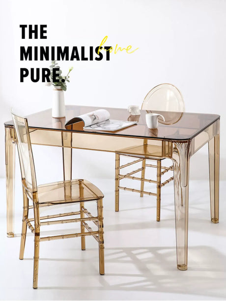 ABOUT WHITE Santiago Scandinavian Minimalist Glass Dining Table from ABOUT WHITE