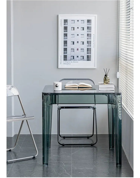 ABOUT WHITE Santiago Scandinavian Minimalist Glass Dining Table from ABOUT WHITE