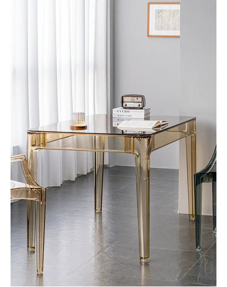 ABOUT WHITE Santiago Scandinavian Minimalist Glass Dining Table from ABOUT WHITE