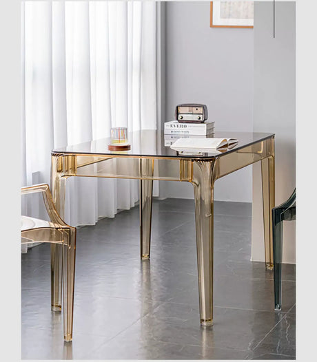 ABOUT WHITE Santiago Scandinavian Minimalist Glass Dining Table from ABOUT WHITE