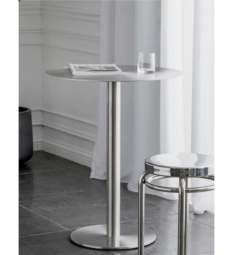 ABOUT WHITE Santiago Sleek Stainless Steel Round Dining Table from ABOUT WHITE