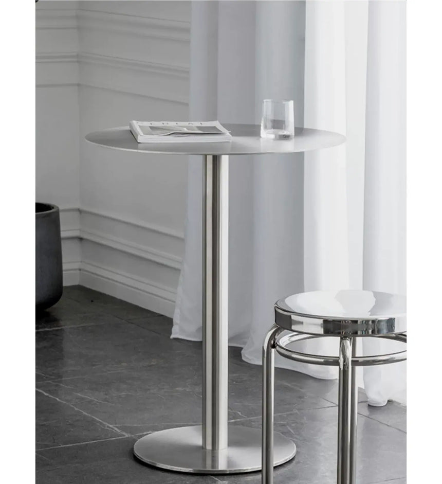 ABOUT WHITE Santiago Sleek Stainless Steel Round Dining Table from ABOUT WHITE